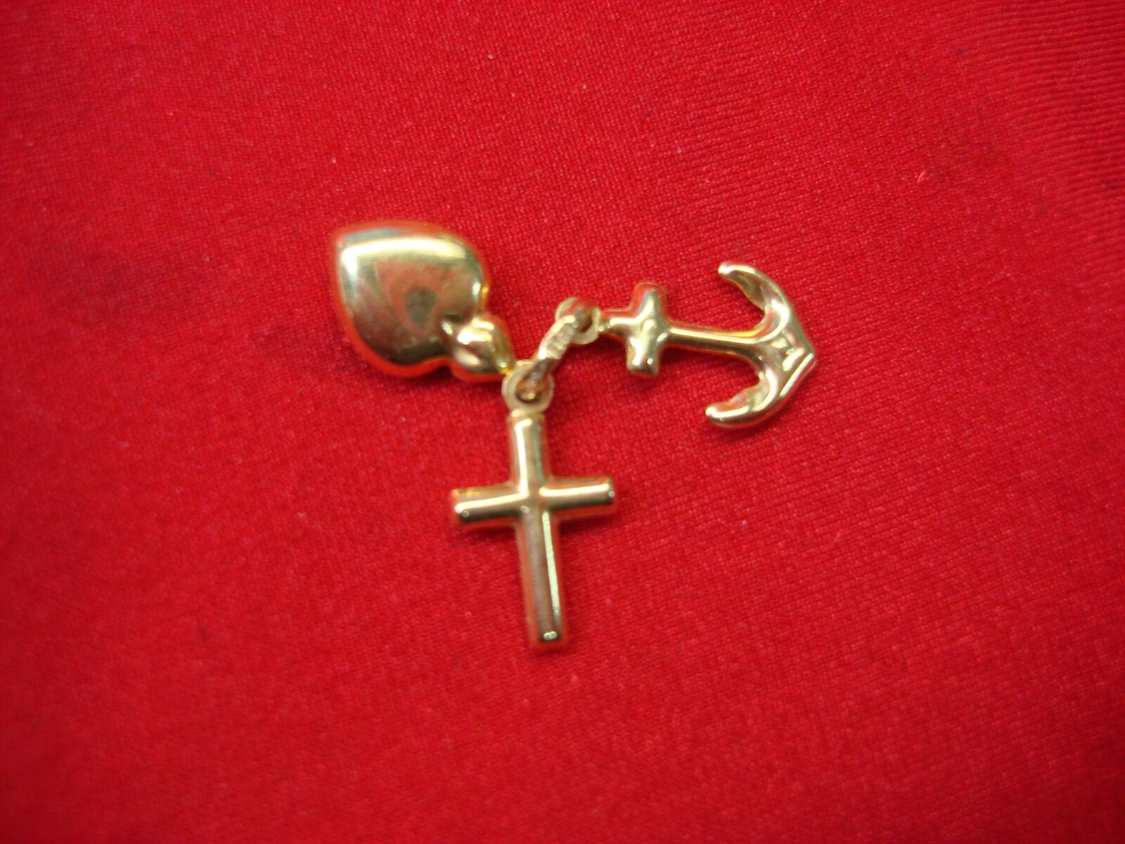 14K YELLOW GOLD FAITH, HOPE, & CHARITY CHARMS - V… - image 1