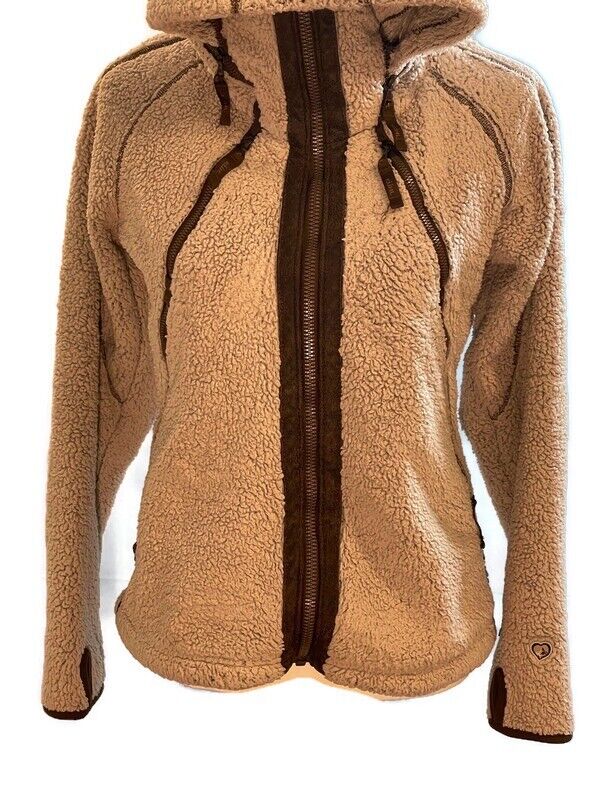 KUHL Brown Hoodie Fleece Zip Up Jacket Thumbholes… - image 2