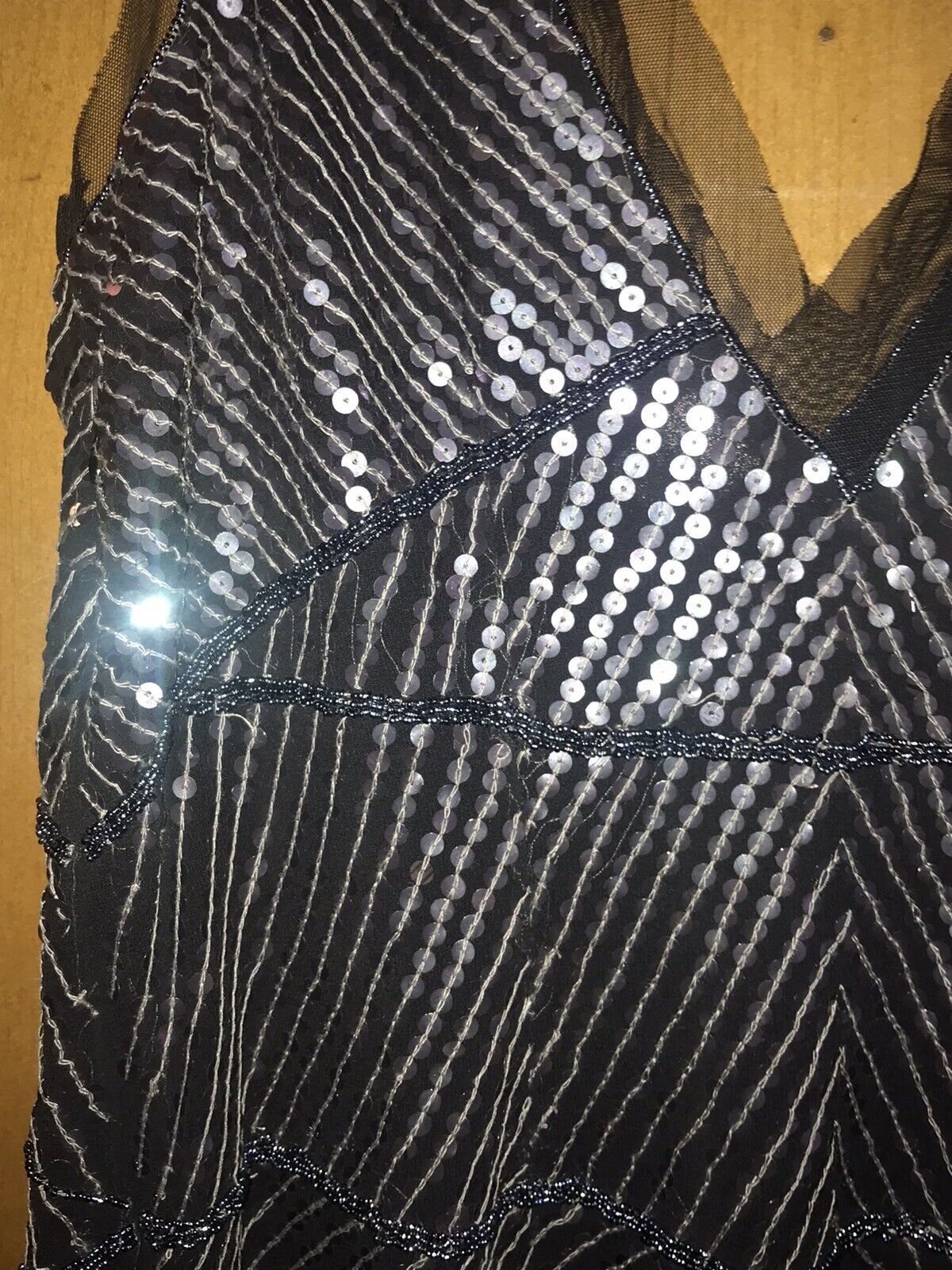 Vintage Newport News Silver Black Sequin Beaded F… - image 7