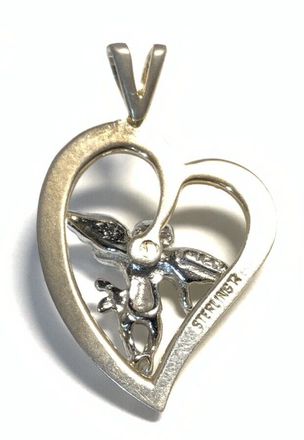 TK Sterling Silver 925 Cupid Heart Pendant IX78 - image 4