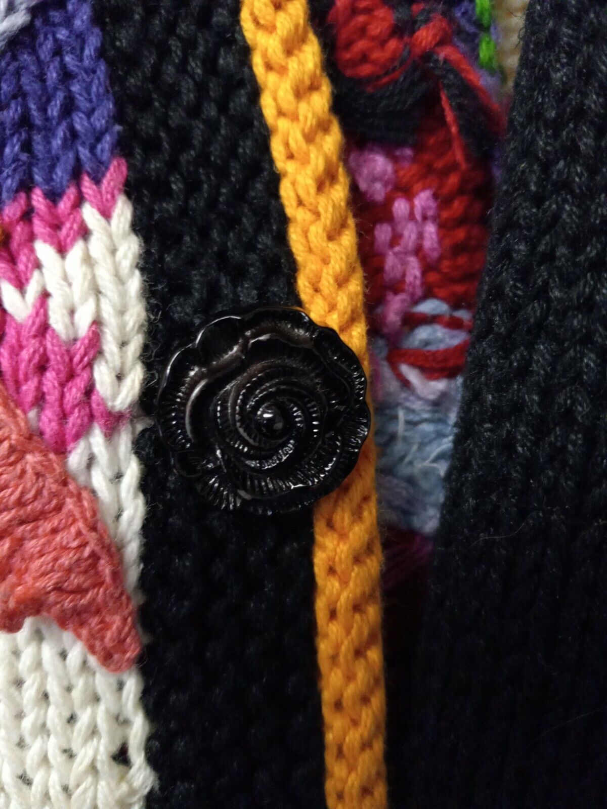 Hand Knits By Storybook Knits Floral Size M Black… - image 7