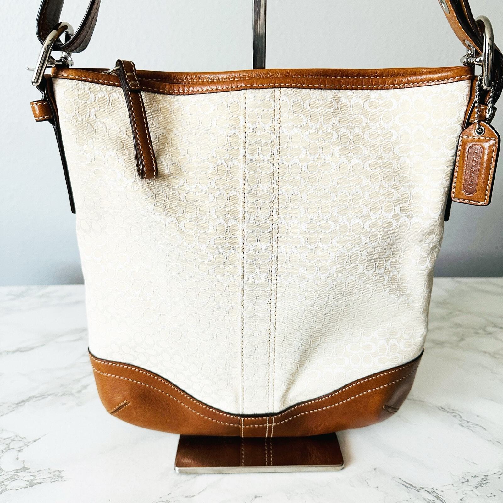 Coach Convertible Cream/White Signature Jacquard … - image 15