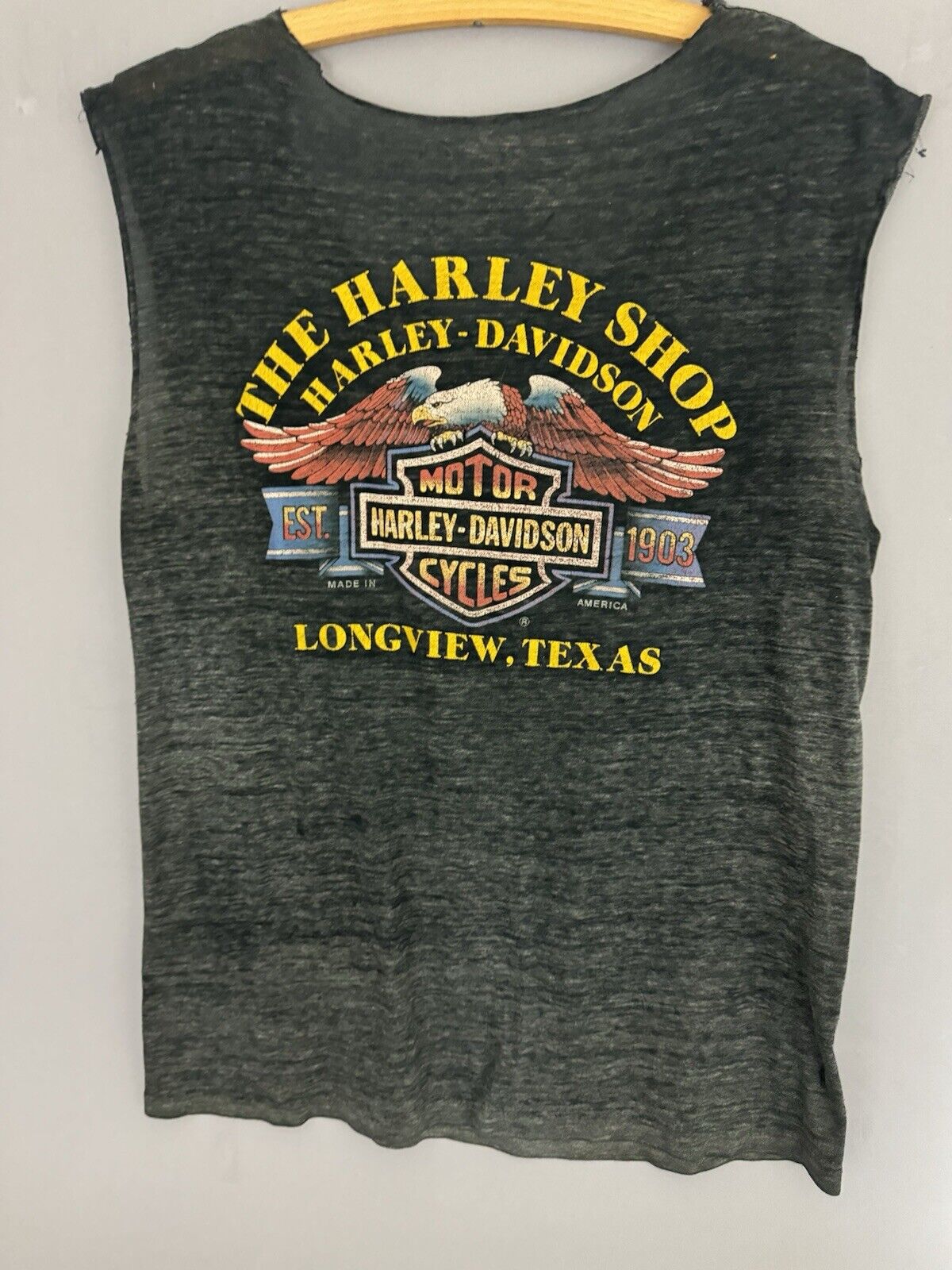 Vintage Harley Davidson Motorcycle DISTRESSED T-s… - image 6