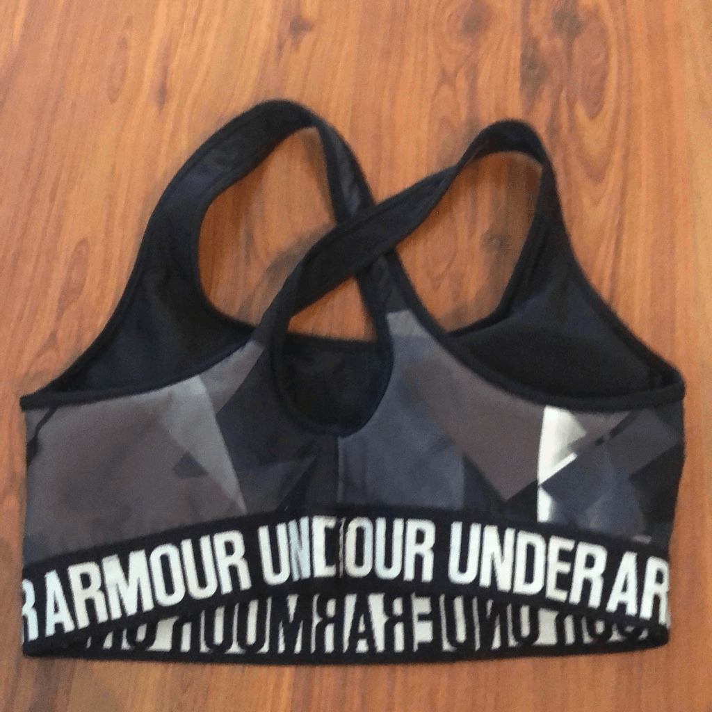 Under Armour Gray and black printed athletic bra … - image 3