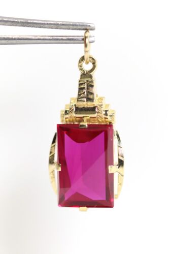 585 – 14kt Yellow Gold Pendant Synth. Ruby Fantasi