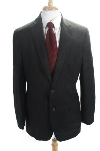 Black Brown 1826 Mens Black Wool Pinstripe Two But