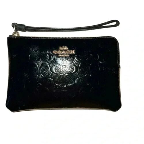 Coach wristlet, black patent C pattern - image 1