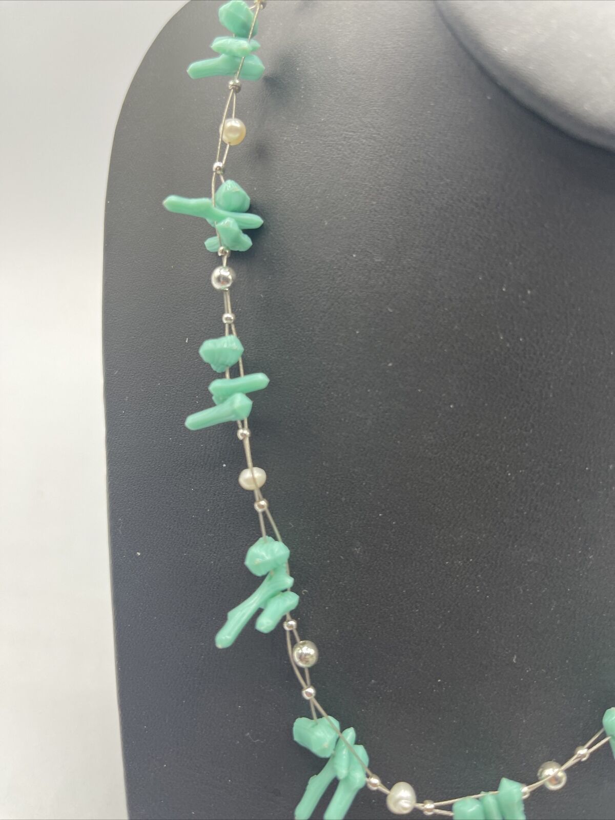 Beautiful Faux Turquoise BEADED Statement NECKLAC… - image 4