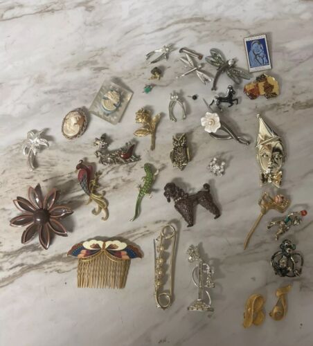 Vintage Pin & Brooch Lot of 30+- 60's-80's HUGE Ma