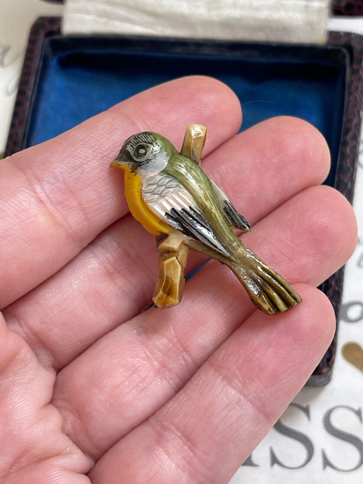 Antique Bird brooch 1900s Celluloid Early Plastic… - image 2