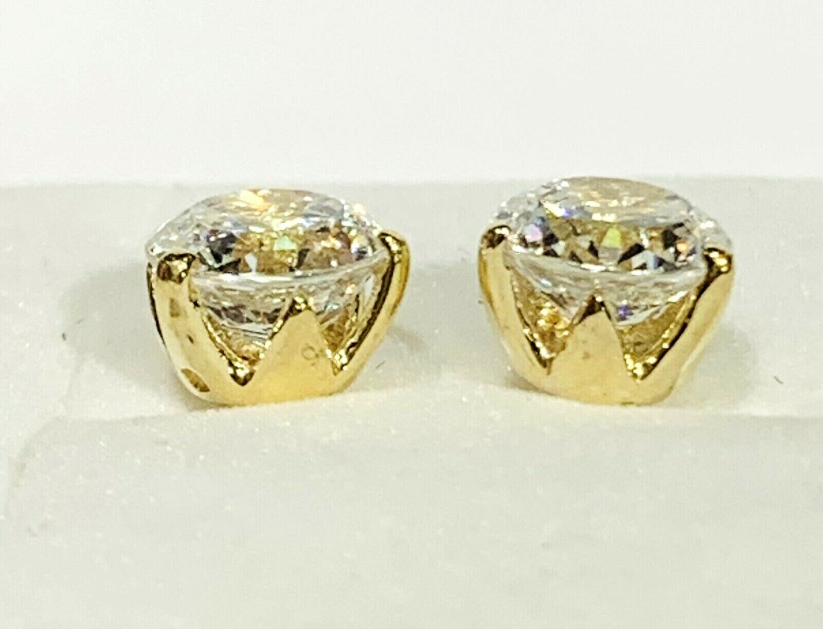 14k Yellow Gold Cubic Zirconia Post Earrings - image 3