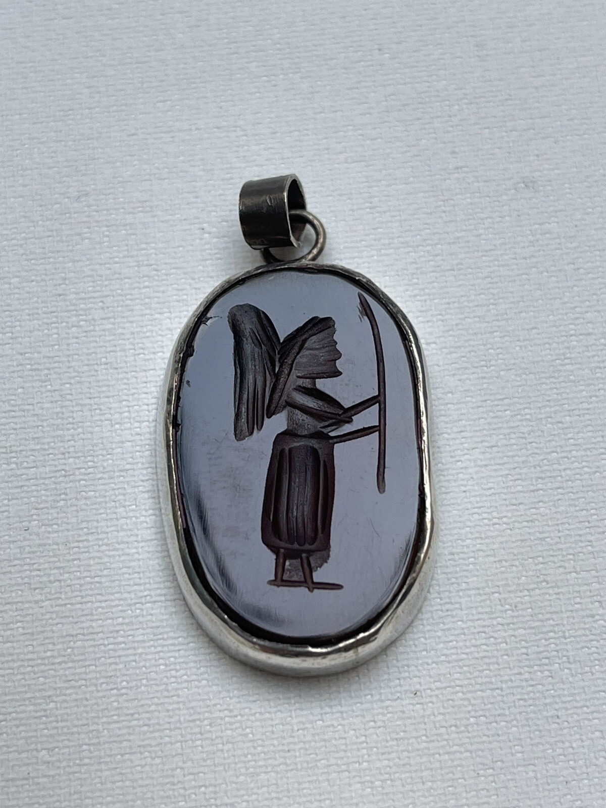 Antique hand carved Agate & silver pendant Persia… - image 9