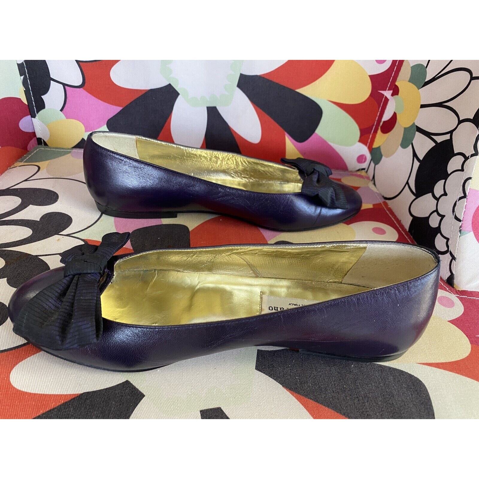 Andrea Carrano Black Classic Bow Leather Flats Sh… - image 9