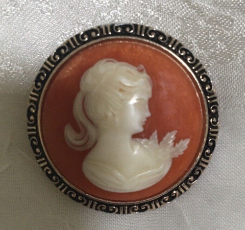 Vintage Cameo Scarf Clip Ring Brooch Western Germ… - image 1