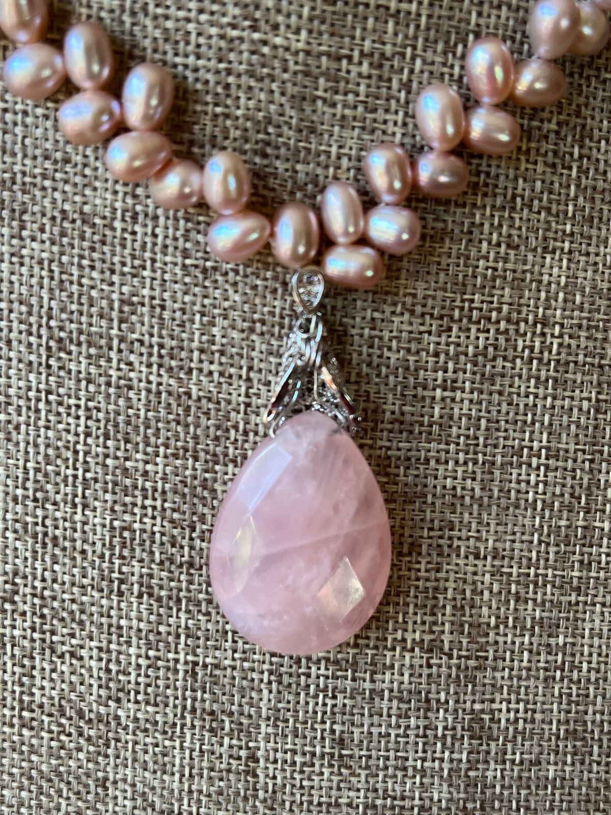 Freshwater Pearl and Rose Quartz Necklace - image 4