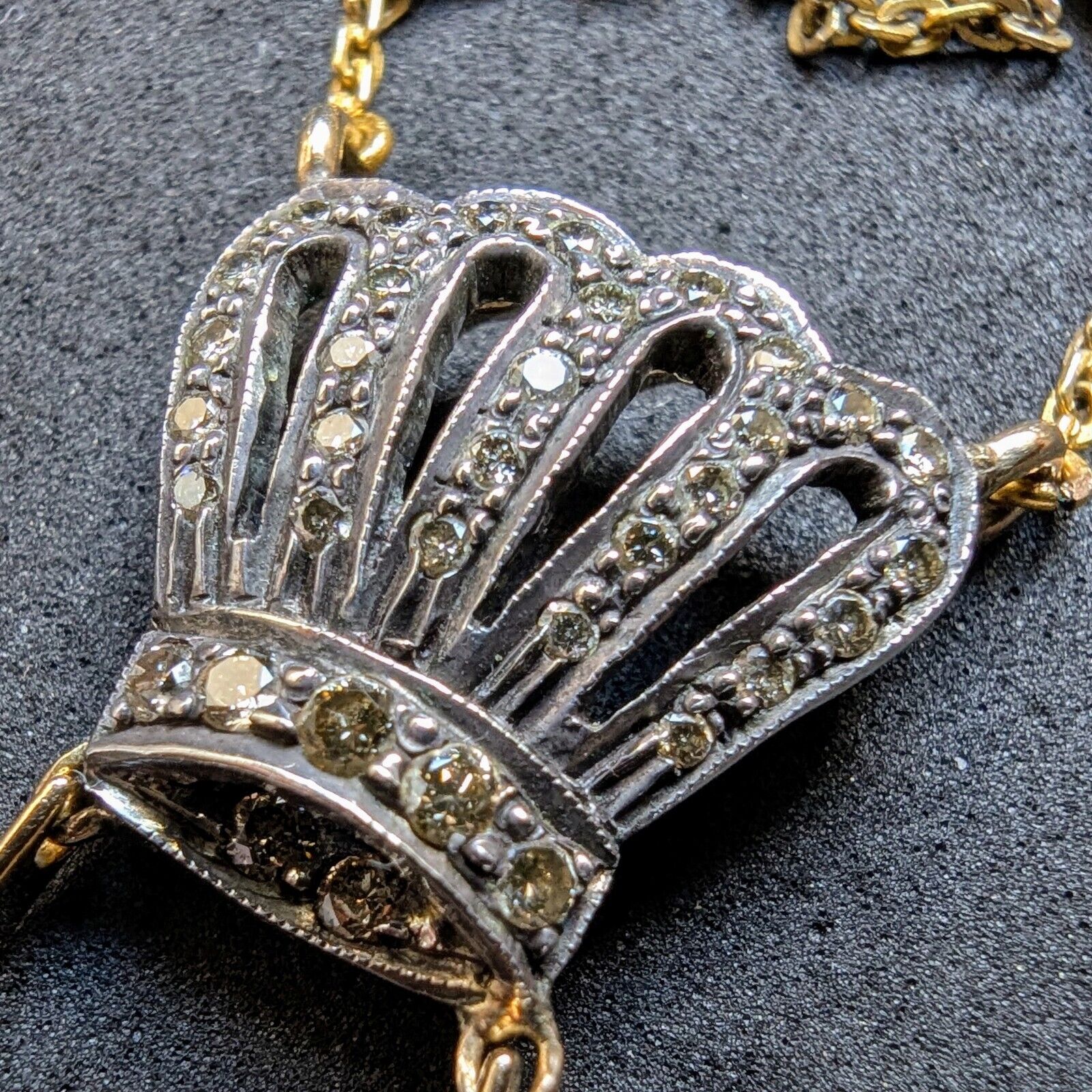 Art Nouveau Art Deco Lavalliere Crown 585 Gold Si… - image 12