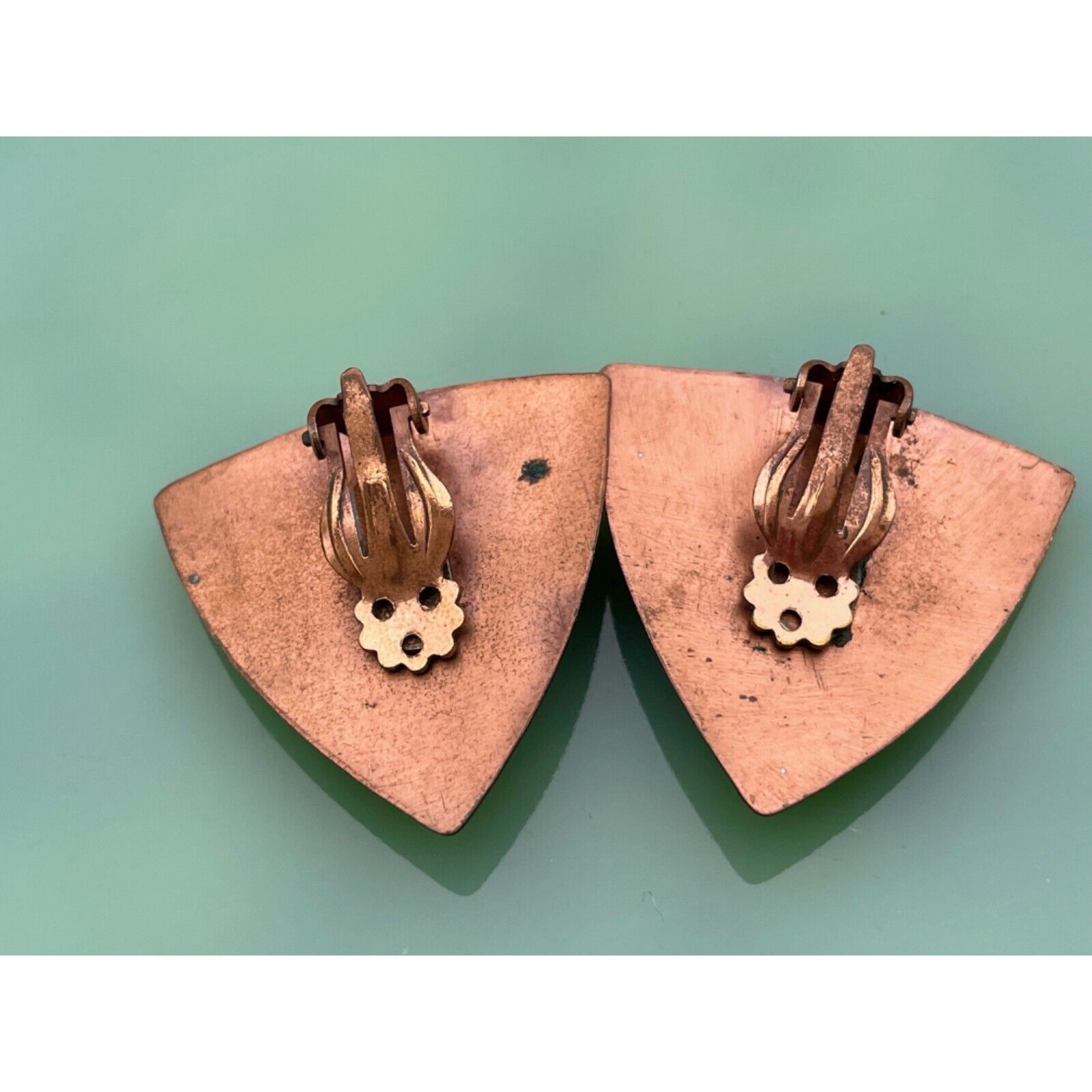 Vintage 1960s Copper & wood Modernist Abstract Cl… - image 10