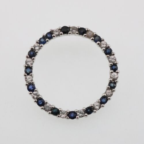 10k White Gold Estate Blue & White Sapphire Circl… - image 1