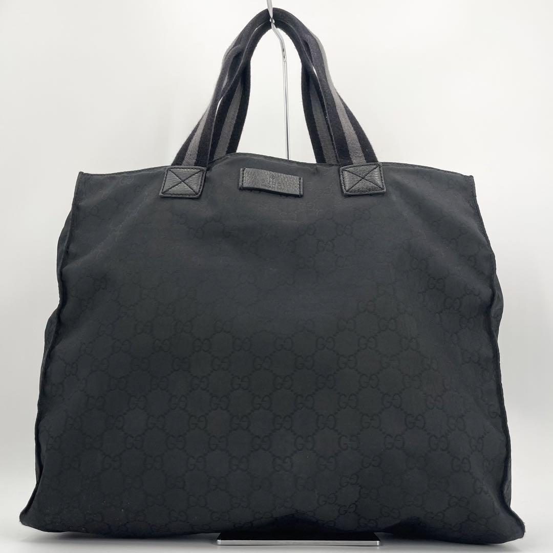 Gucci GG tote bag leather Nylon A4 black Authentic - image 12