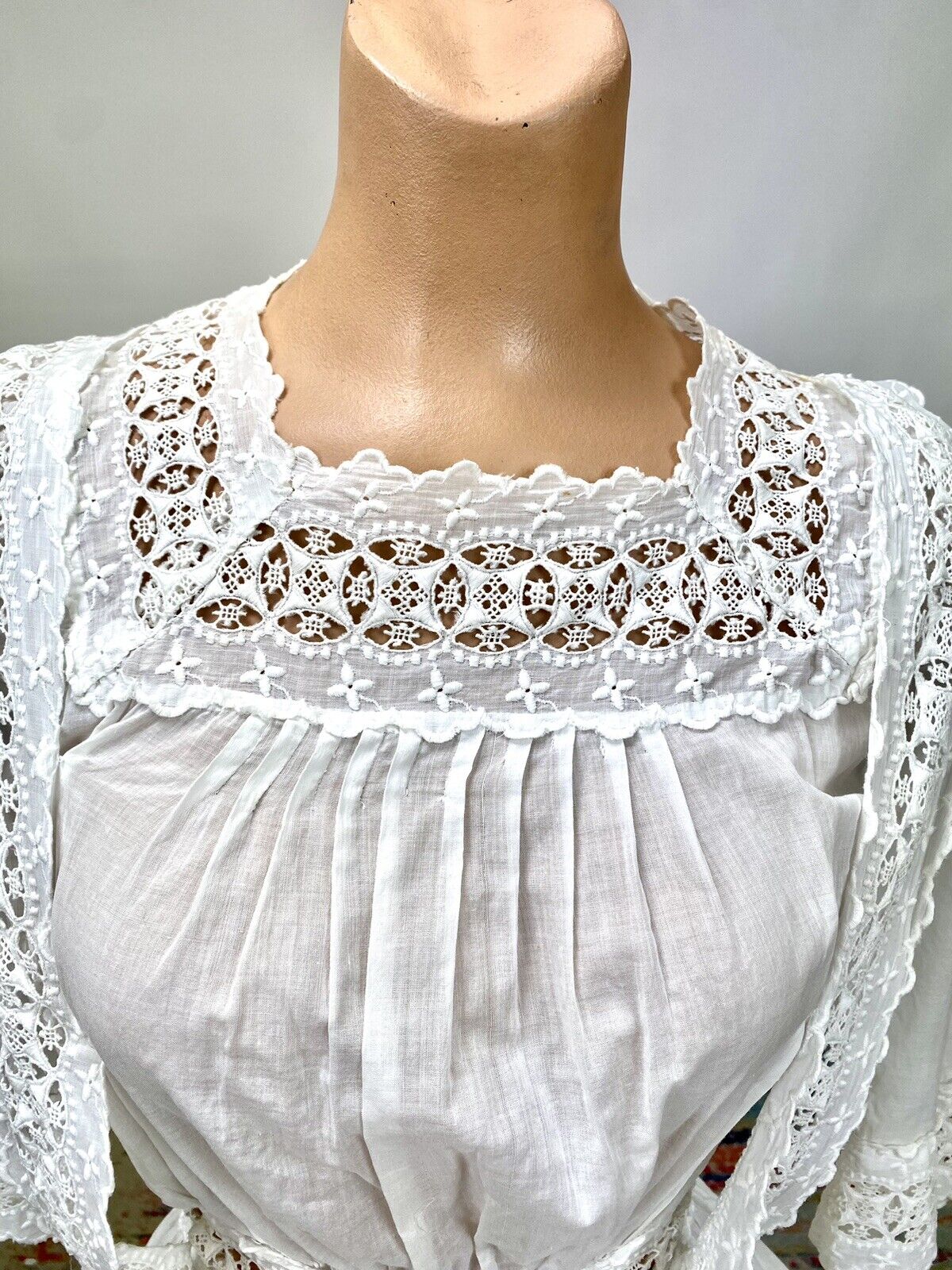 Antique Victorian Edwardian White Cotton Tea Dres… - image 5