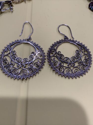 Sterling Silver 925 Hoop Earrings - image 1