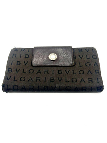 Bvlgari long wallet canvas brown Authentic