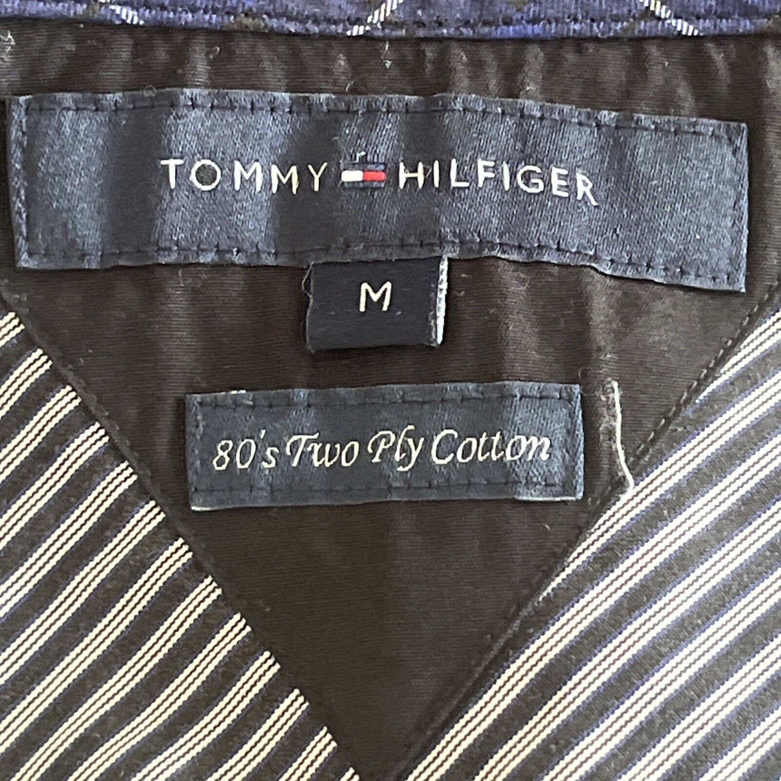 £95+ TOMMY HILFIGER MENS BLACK/NAVY STRIPE BUTTON… - image 14