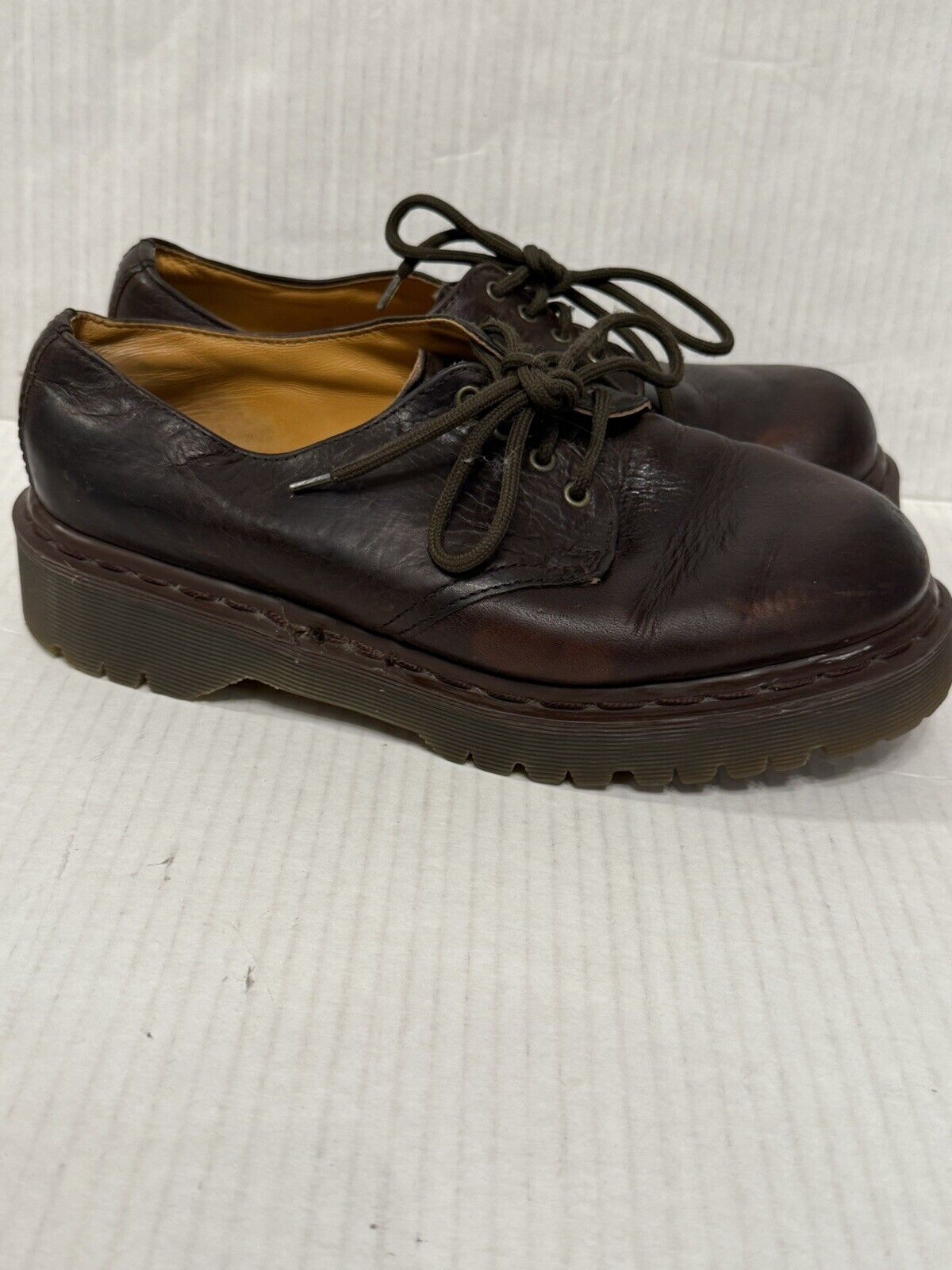 VTG 90s Y2K Doc Marten brown leather chunky oxfor… - image 3