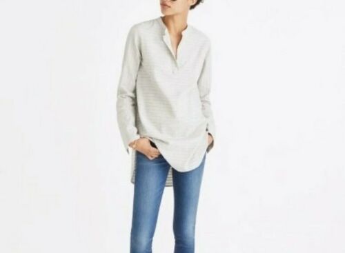 Madewell Striped Split Neck Round Hem Tunic Top - image 1