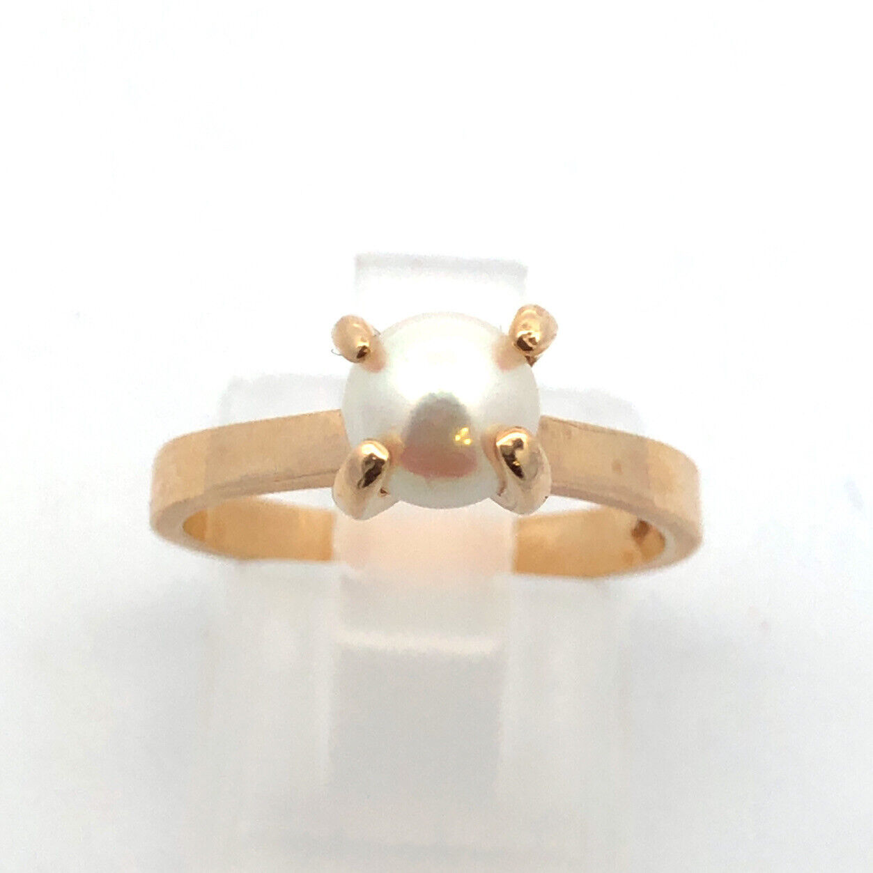 Designer 10K Yellow Gold Pearl Solitaire Size 6.5… - image 3