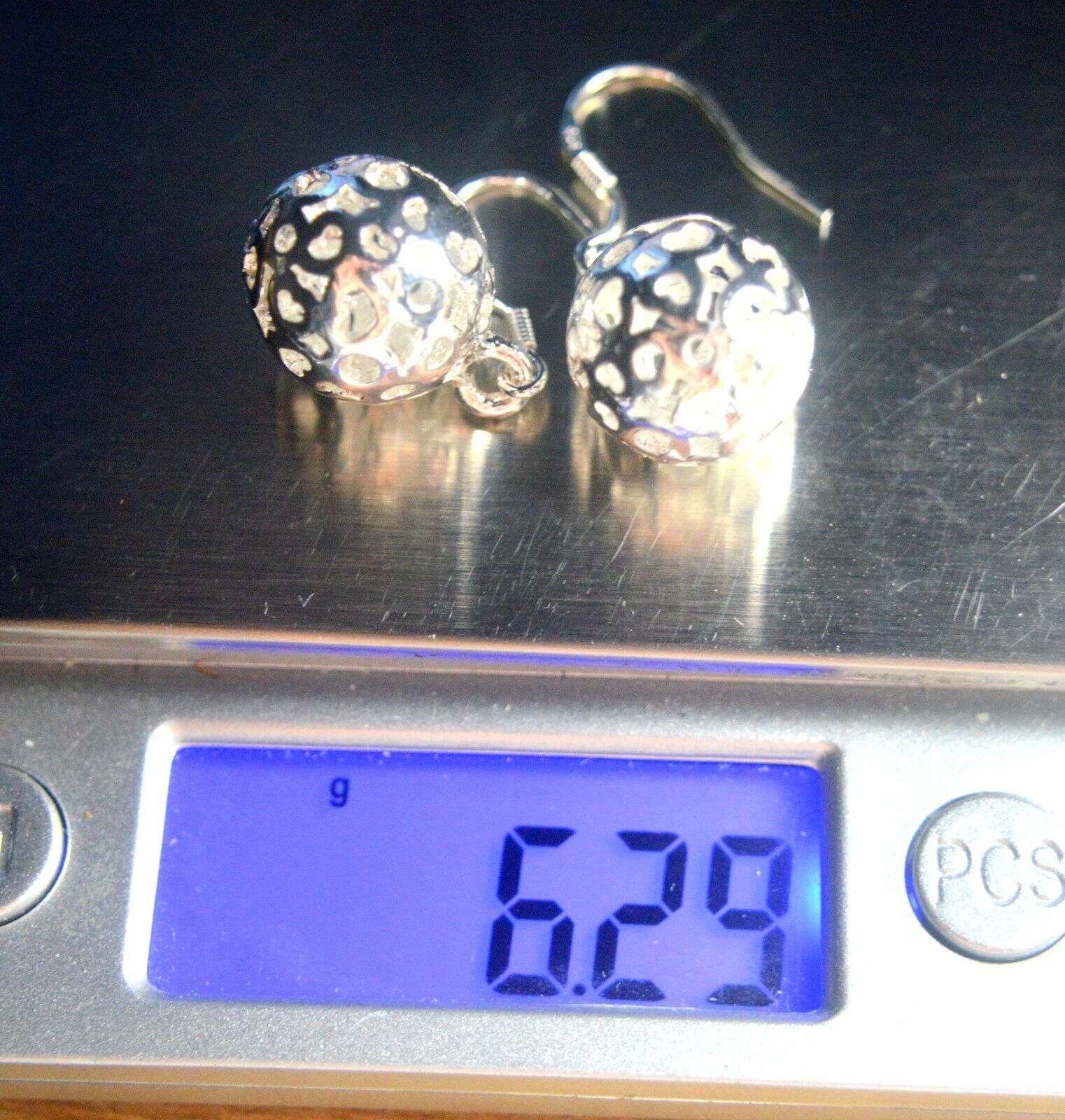 DESIGNER 925 STERLING SILVER ROUND BALL EARRINGS - image 7