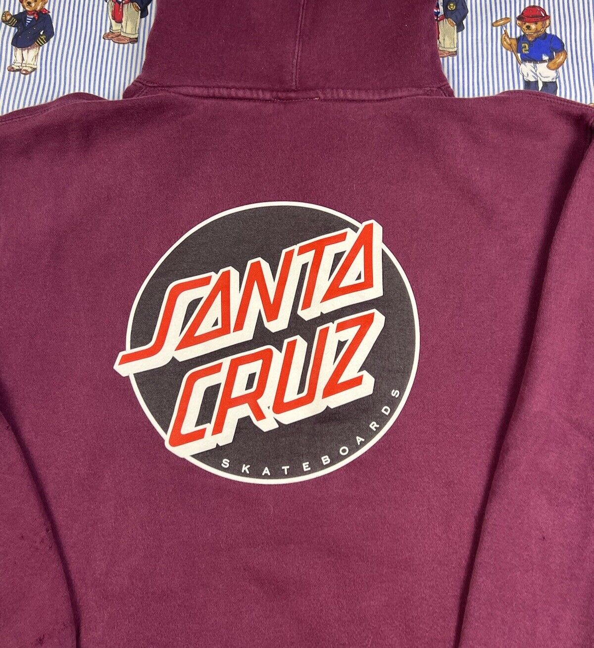 Vintage Y2K Santa Cruz Skate Maroon Burgundy Pull… - image 6