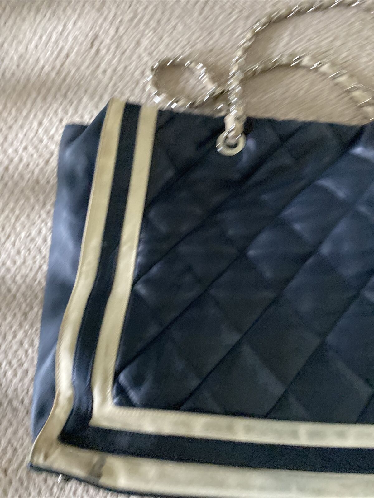 Dark Blue Large Rare Authentic CHANEL Lamb Skin M… - image 10