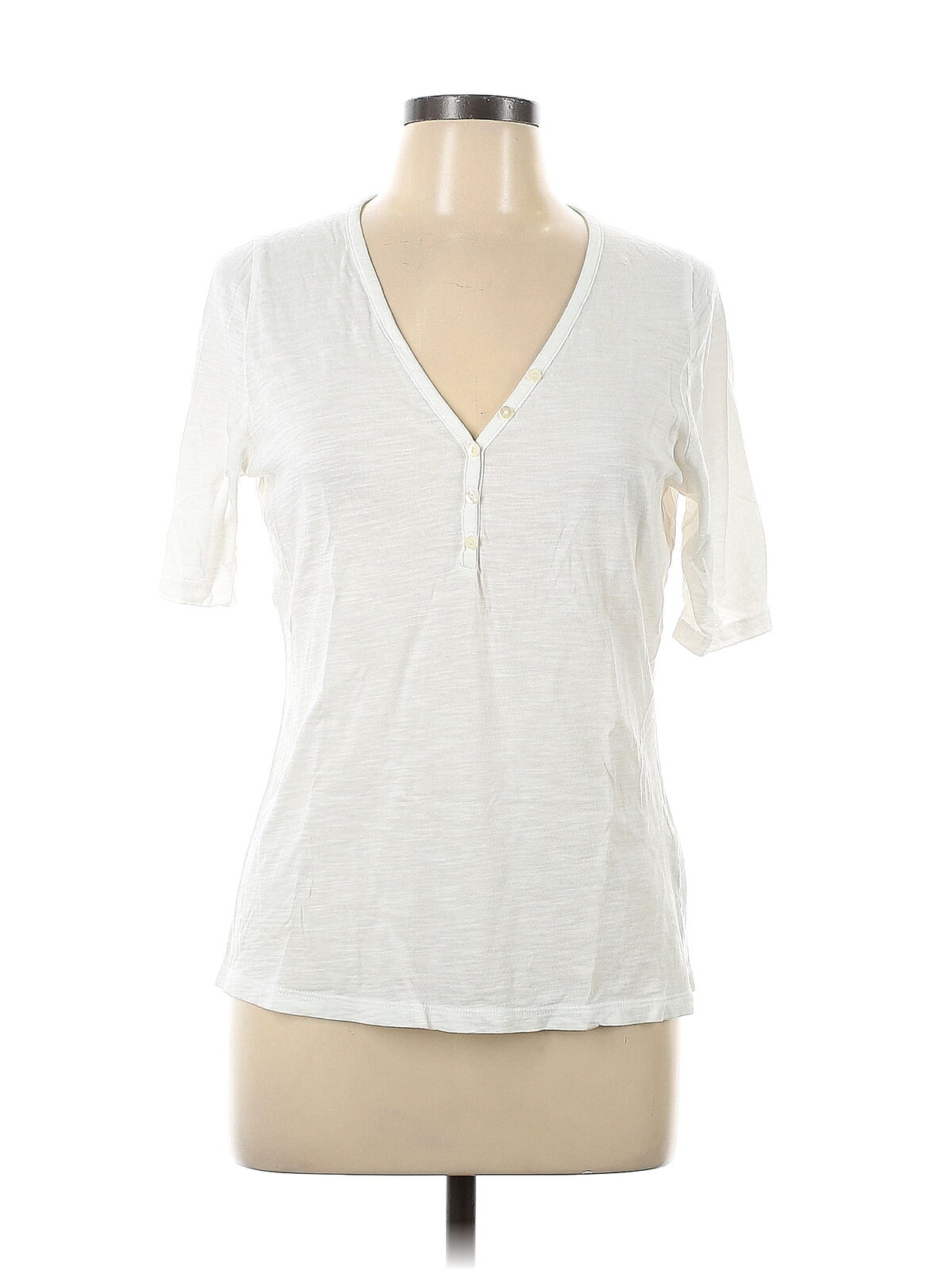 Banana Republic Women White Short Sleeve Top L - image 1