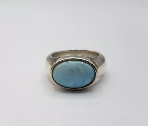 Sterling Silver .925 Larimar Ring, Size 7 - image 1