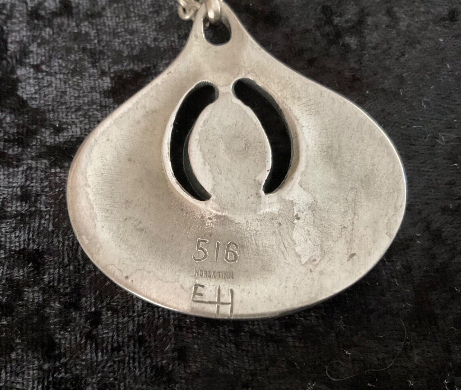 Norway Norsk Tinn  Midcentury Pewter Pendant Blac… - image 3