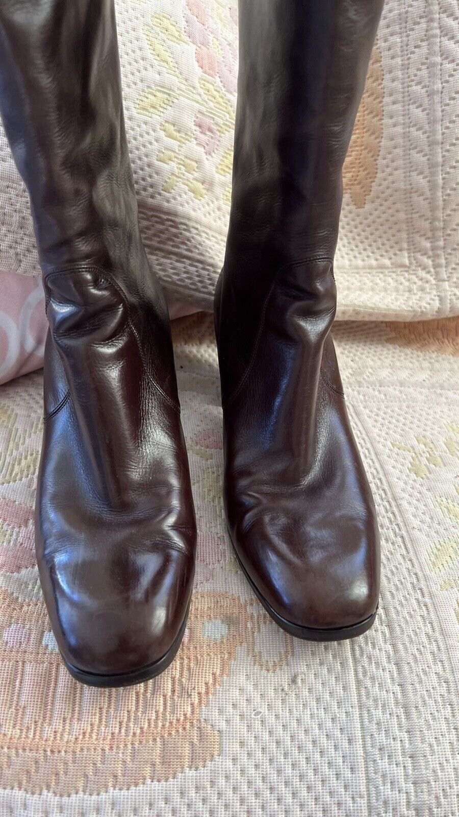 Vintage 60'S Gucci Knee-High Brown Leather Boots … - image 2