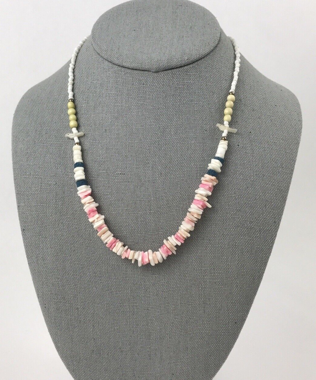 Vintage Fetish Bird Pink Puka Shell Necklace Hawa… - image 7