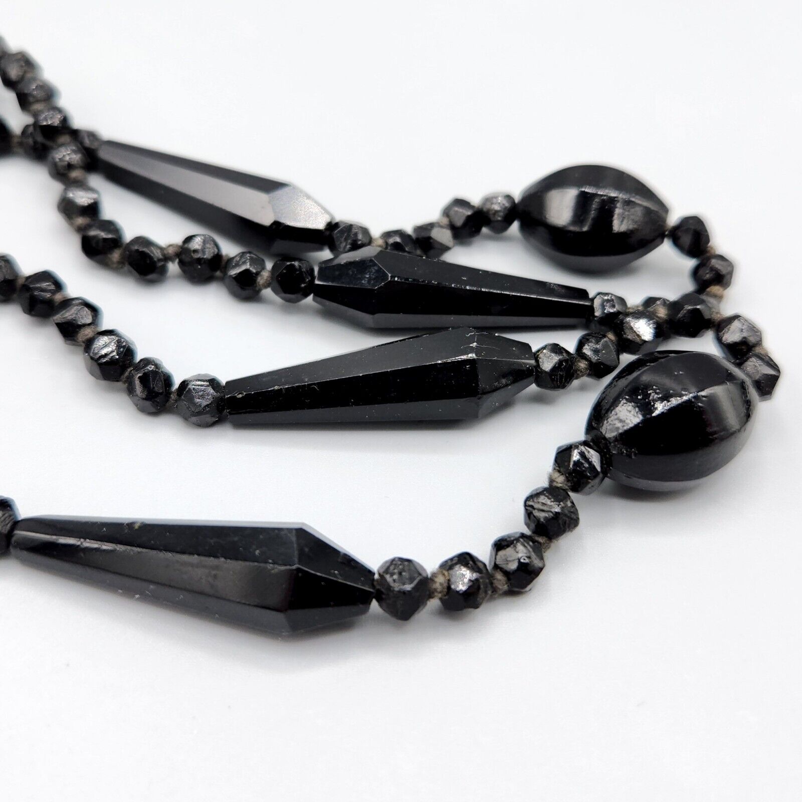 Estate Victorian Black French Jet 2 Strand Layere… - image 10