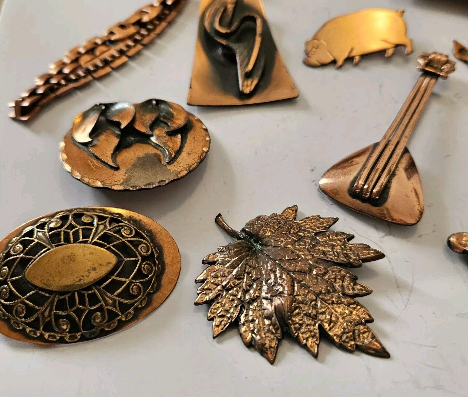 Estate Lot Copper Jewelry 1960's Renoir Pins Brac… - image 2