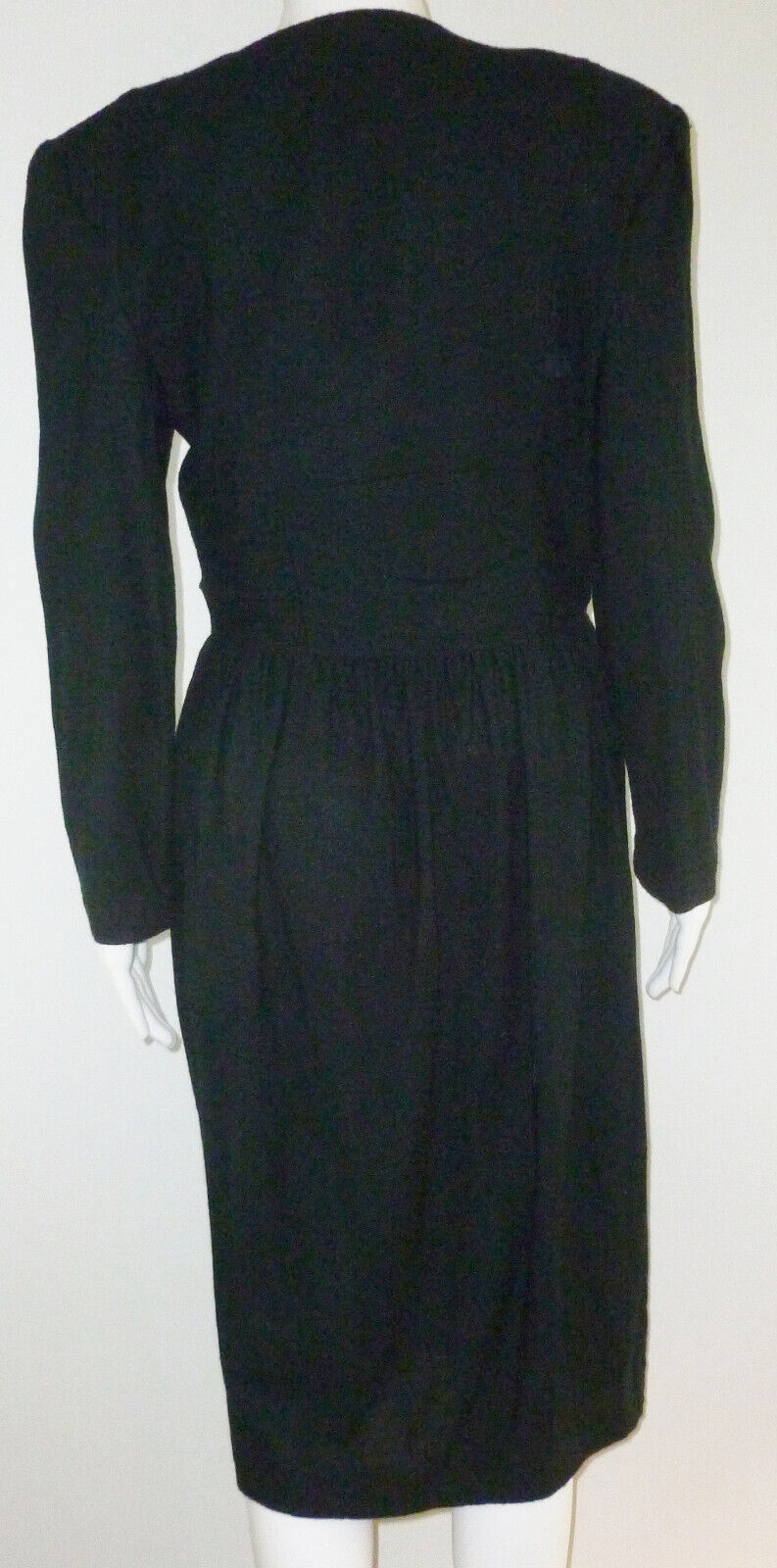 Leslie Lucks Vintage Wool Blend Midi Dress Black … - image 2