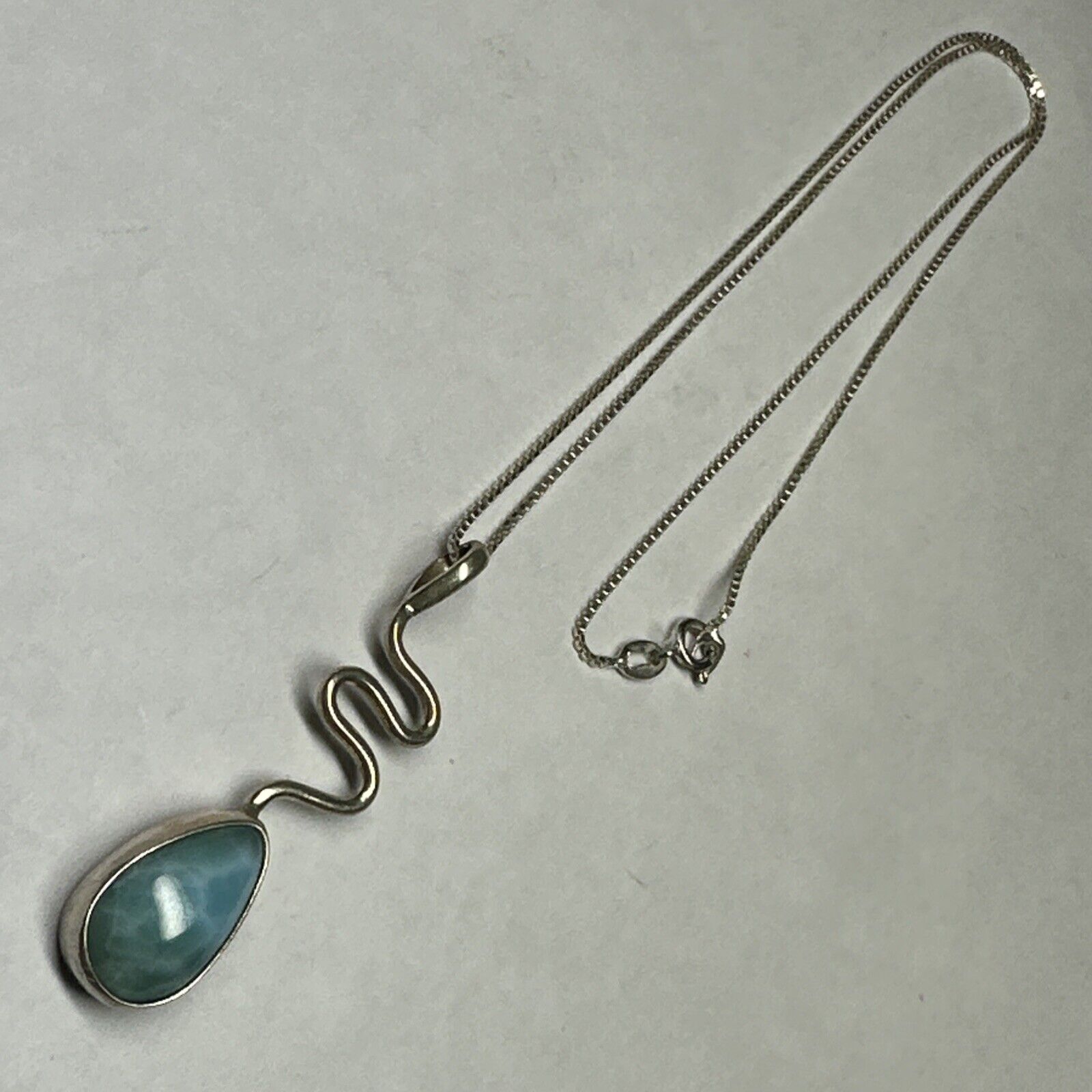 Vintage Sterling Silver 925 Larimar Pendant - image 2