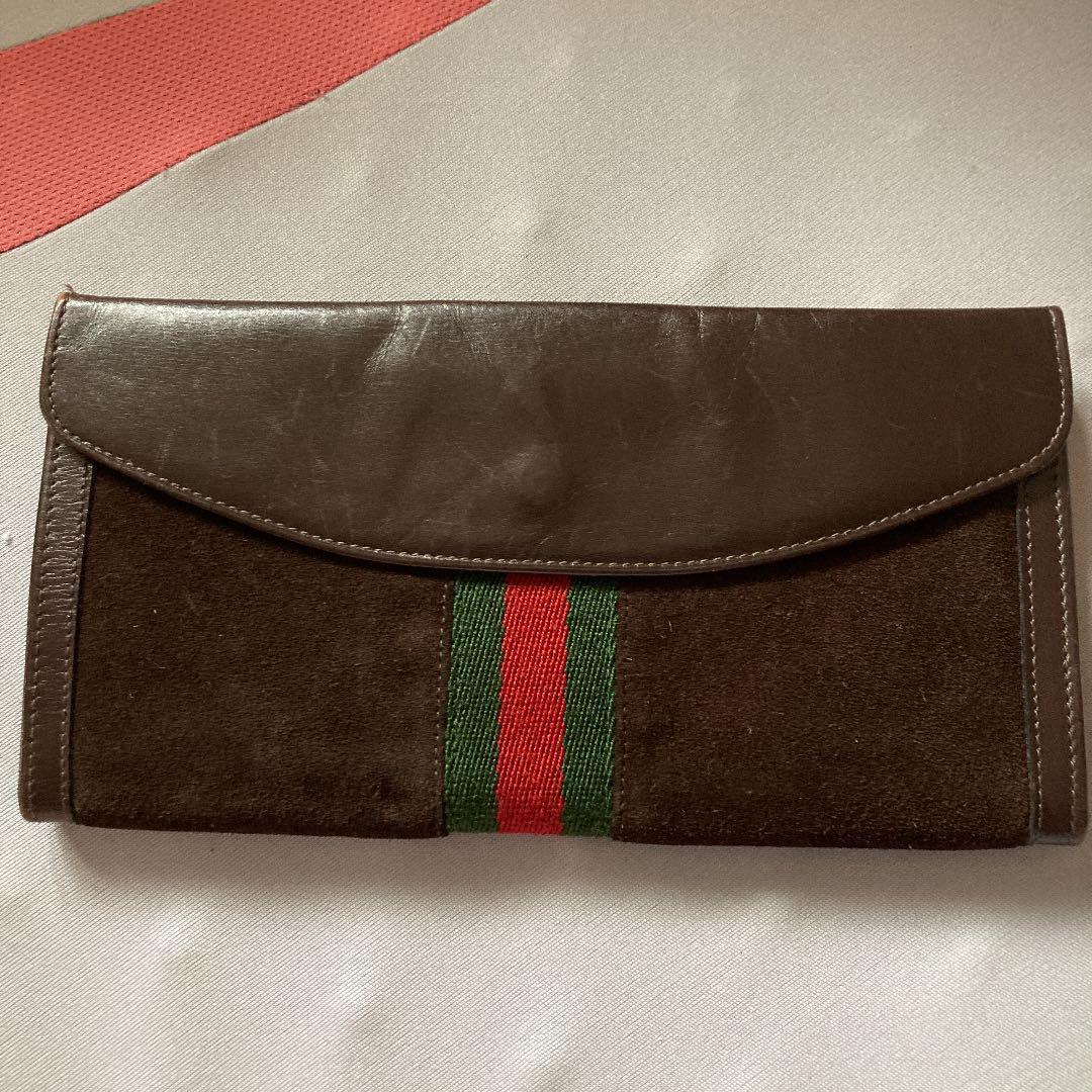 Authentic Gucci Wallet Color Brown Suede Vintage … - image 4