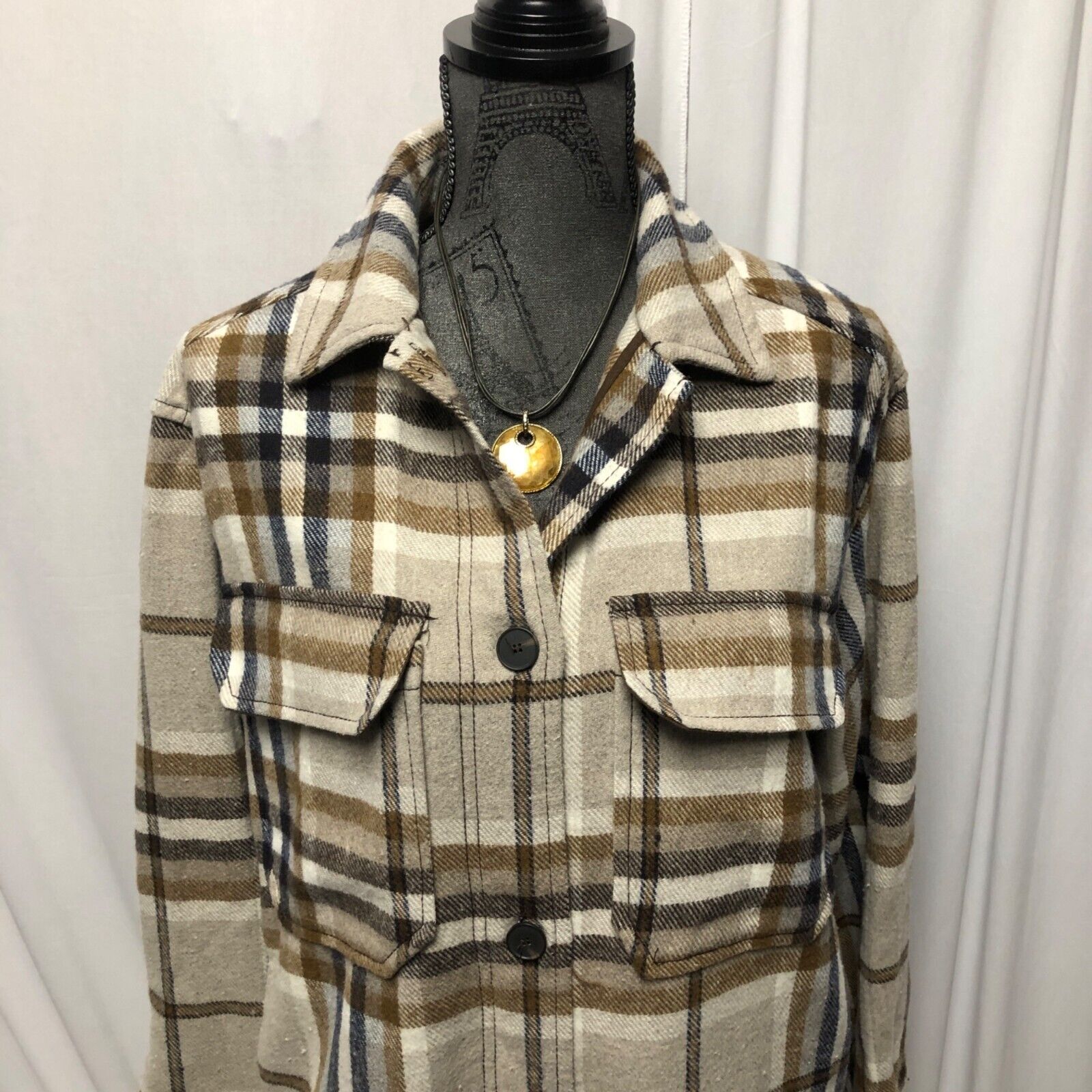 Zara Flannel Shirt Womens Size XS Plaid Button Do… - image 2