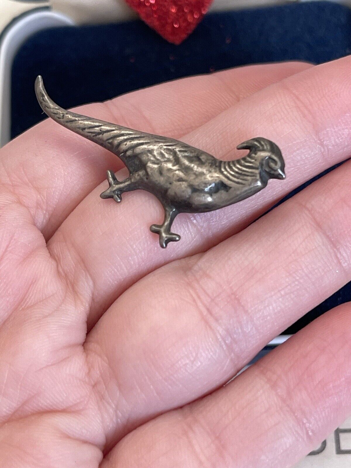 Antique brooch Bird 1900s silver color  Rare For … - image 4