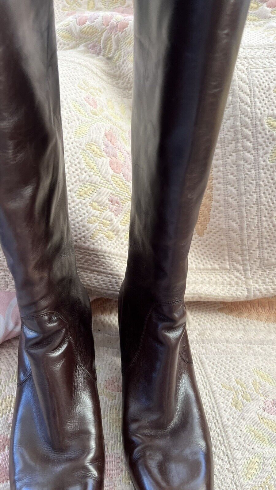 Vintage 60'S Gucci Knee-High Brown Leather Boots … - image 3