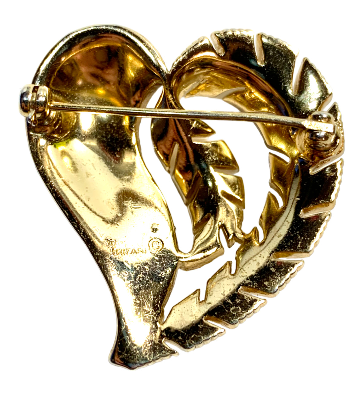 Rare VTG 50s Trifari Feather Heart Pave Crystal R… - image 3