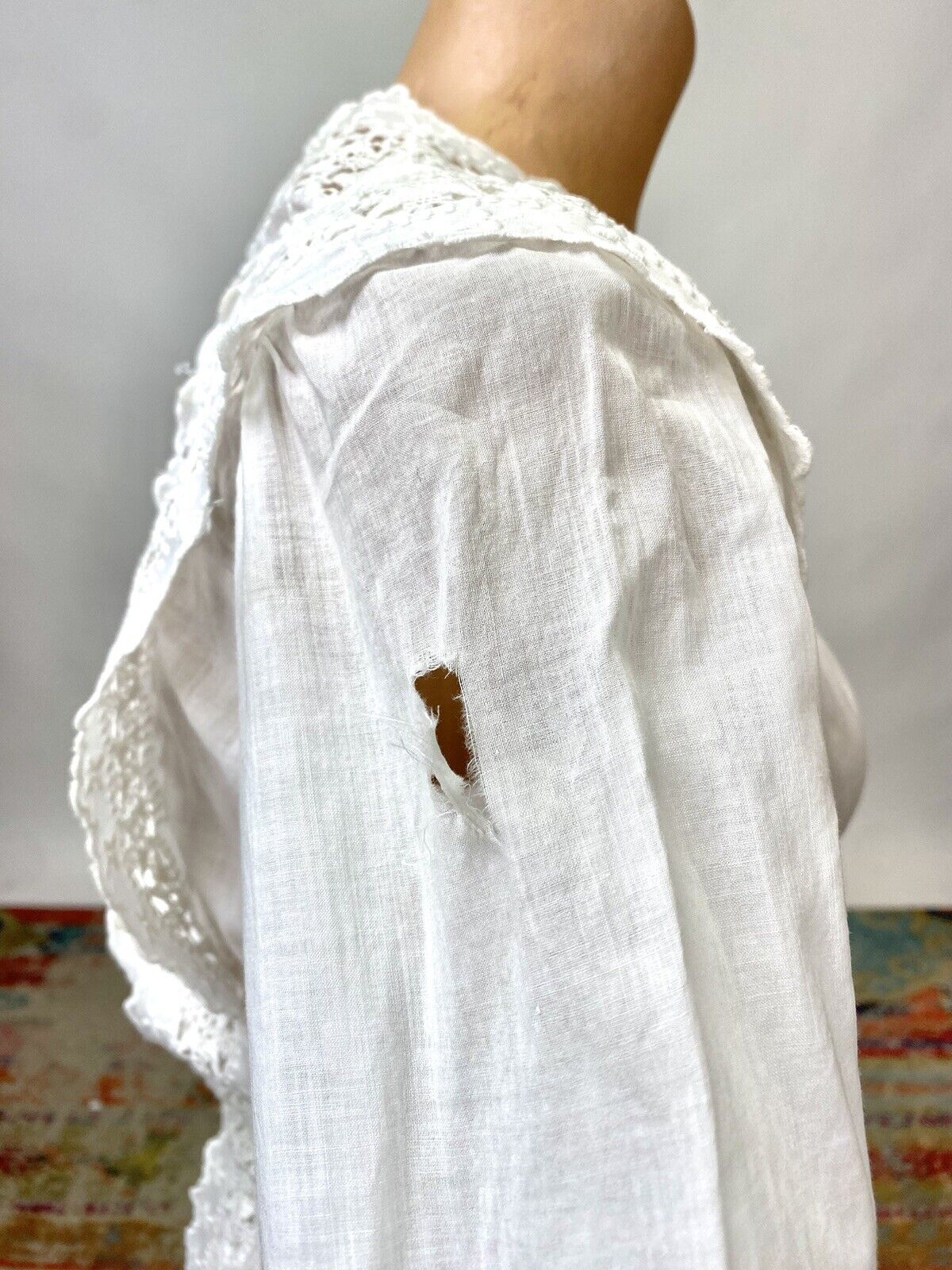 Antique Victorian Edwardian White Cotton Tea Dres… - image 11