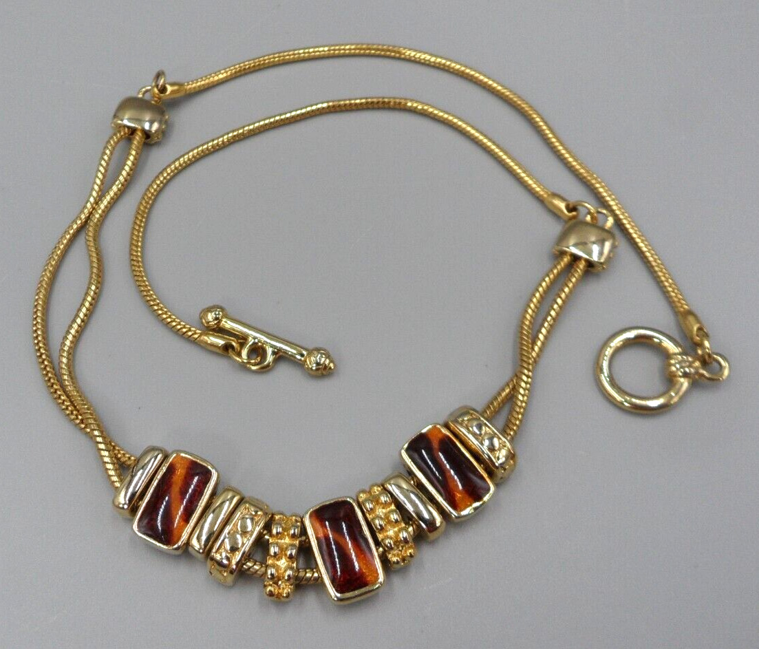 Animal Print Bib Choker Necklace Enamel Etruscan … - image 1