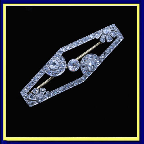 Antique Art Deco Brooch Platinum Gold Diamonds w … - image 1